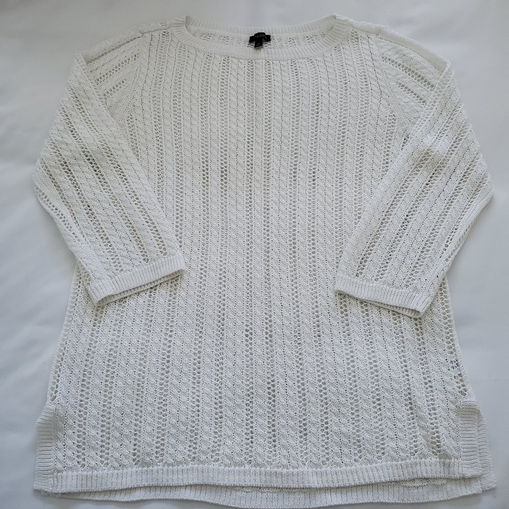 Talbots 3/4 Sleeve White Sweater